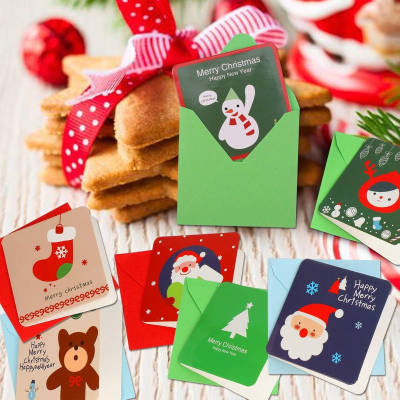 Konsait 144 Count Mini Christmas Cards, Merry Christmas Assorted Greeting Cards Blank Note Cards Xmas Card with Envelopes, Ideal for Kids Gift Box Winter Holiday Christmas Party Favor Supplies - Image 3